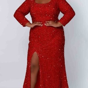 Sydney's Closet Dazzling Red Long Sleeve Dress